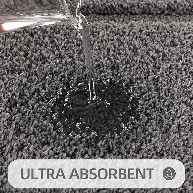 ZOESIOER Bathroom Rugs Sets 2 Piece, Ultra Absorbent Soft Bath Rug, Machine Washable Microfiber Non-Slip Bath Mat for Bathroom Floor, Tub, Toilet, Shower Room, Dark Grey