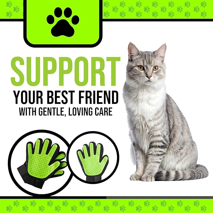 HappiTails Pet Grooming Gloves – 1 Pair – Deshedding & Bath Massage Mitts for Dogs & Cats – Choose from 5 Colors – Adjustable, Reusable & Easy to Clean (Lime Green)