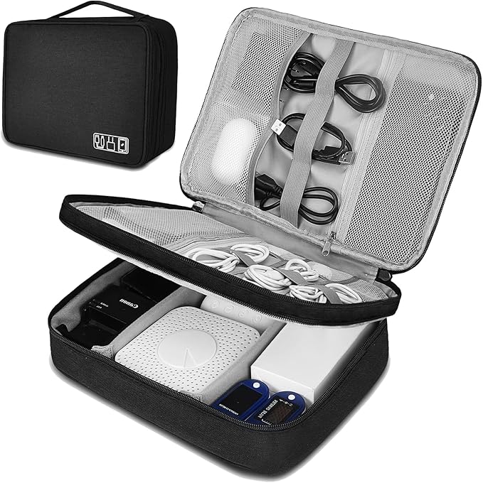 XINGXINRONG Electronic Organizer Travel Universal Cable Organizer Electronics Accessories Bag for Cable, Charger, Phone, USB, SD Card,1Pack