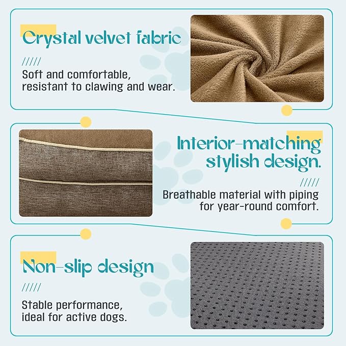 TaiBest Waterproof Memory Foam Dog Beds for Extra Large Dogs Non-Slip Orthopedic Dog Beds Washable Couch Pet Bed with Removable Cover (Brown, X-Large)
