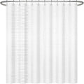 ggaimwf 48x72 Inch Solid Color Shower Curtain for Bathroom Waffle Bath Water Resistant Fabric Curtains White Modern Thick Shower Stall Curtain with Metal Hooks