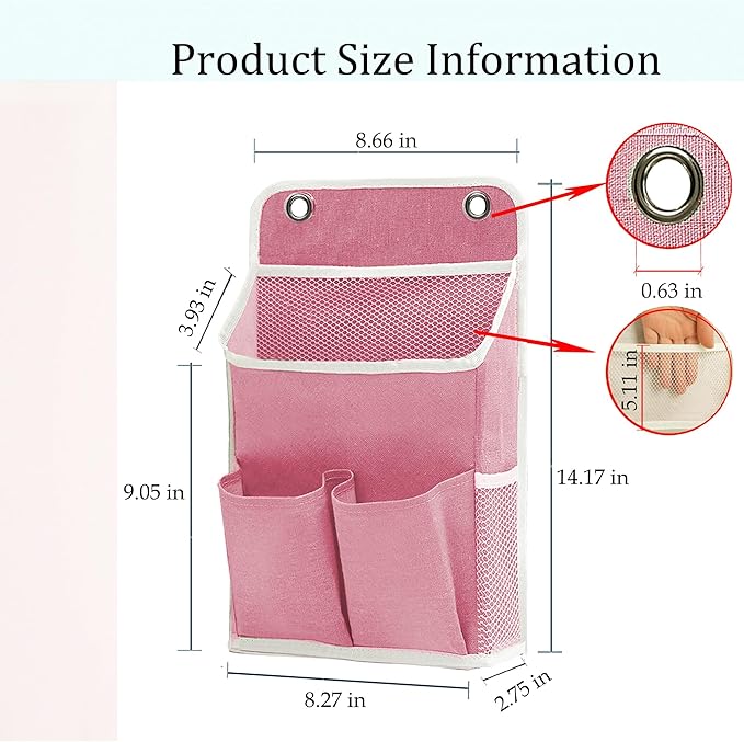 Someteth Hanging Basket for Organizing, Wall Organizer with Pockets and Over The Door Organizer，Can for Home, Closet, Office and Camper (2 Pink)