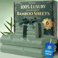 DECOLURE 100% Viscose Derived from Bamboo Sheets California King Size - Luxury 6 Pc Naturally Cooling Sheets, Ultra Soft Bed Set - Deep 17" Pockets, Double Stitching, Oeko Tex Standard (Sage Green)