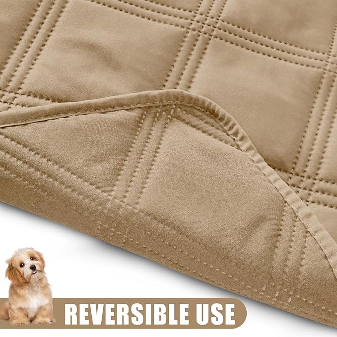Smiry Waterproof Dog Bed Cover Blanket 68x82, Soft Reversible Pet Blanket, Washable Leakproof Cats Dogs Couch Cover for Sofa, Couch, Furniture, Lattice, Camel/Camel