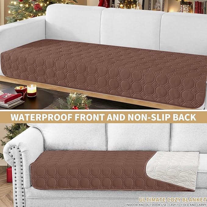 ZNSAYOTX Ultimate Cozy Blankets (30"x70") 100% Waterproof Sofa Mat Blanket for Dog Pets, Bed Couch Protector with Non-Slip Back Washable Durable, Pee Scratch Proof Easy to Clean (Coffee)