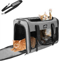 Furtent Soft Sided Two Cats Dog Carrier up to 25 lbs, Portable Mesh Pet Travel Bag for Medium Puppy Big Cats, Collapsible Puppy Crate Home Outdoor 20x13x13in, Grey