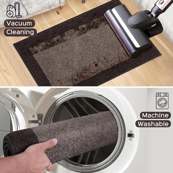 DOMUSTEX Machine Washable Kitchen Rug 24" x 96", Non Slip Kitchen Mat for Floor, Absorbent Entrance Runner Rug for Bedroom, Hallway, Bathroom, Door (Roll Packing)