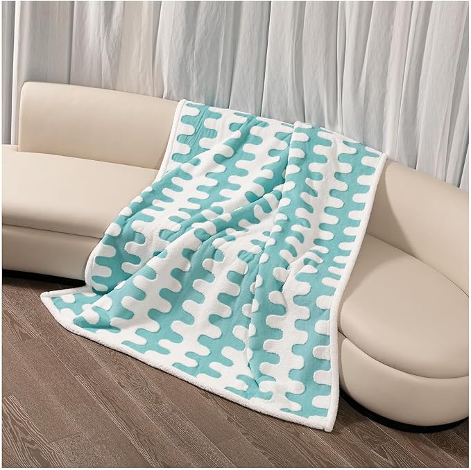Maidewow Waterproof Pet Blanket,Dog Bed Covers Couch Sofa Stylish Jacquard Pets Throw Blankets for Puppy Cats Washable Reversible Furniture Protection Covers (Blue Wave,M)