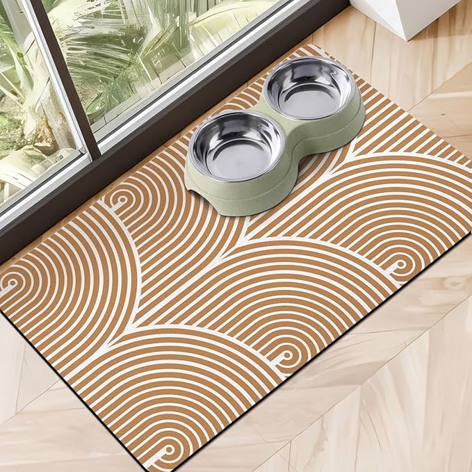 Eco-Friendly Pet Supplies: Absorbent Quick Dry Cat & Dog Food Mat, 16"x24"