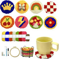 Punch Needle Kit for Beginners Adults Easy Needle Punch Embroidery Tool Set Including Threader Instruction Fabric Hoop Yarn Coaster DIY Making Kit Supplies,Set of 8 Vintage 80S Art Crafts Gifts