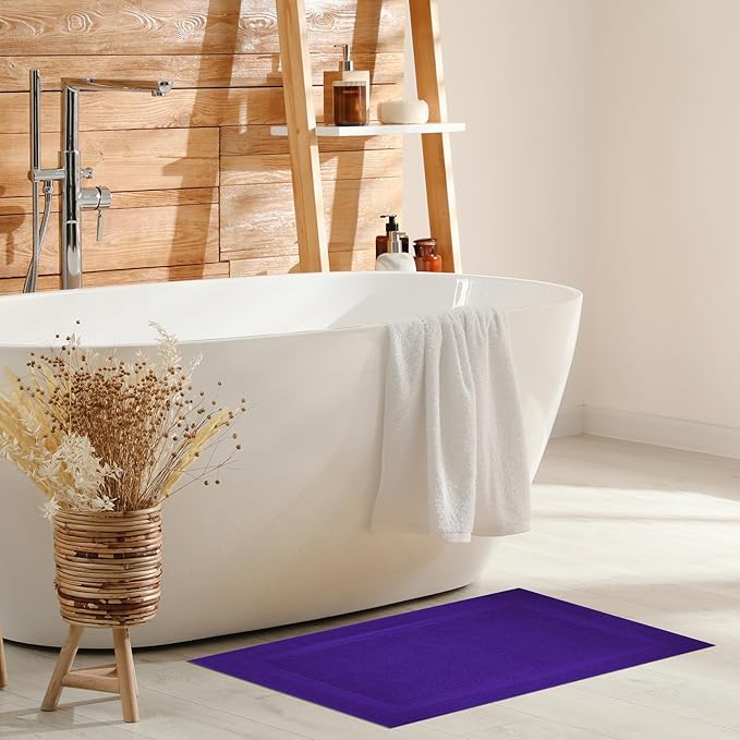 Infinitee Xclusives Premium Cotton Bath Mats for Bathroom – Pack of 2 | 34x22 Inches | Ultra Soft, Super Absorbent, Non-Slip, Machine Washable Mats (Profound Purple) [Not a Rug]