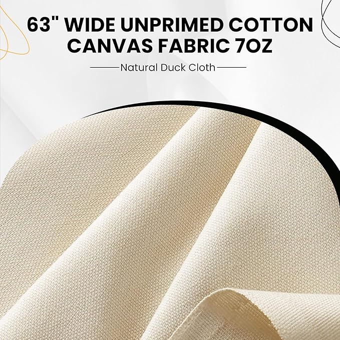 AK Trading CO. | Premium 7oz Natural Cotton Duck Canvas Fabric | 60'' Wide | Arts & Crafts, Upholstery, Home Projects - Lightweight & Durable - Perfect for Crafts, Apparel, and Décor - 20 Yards