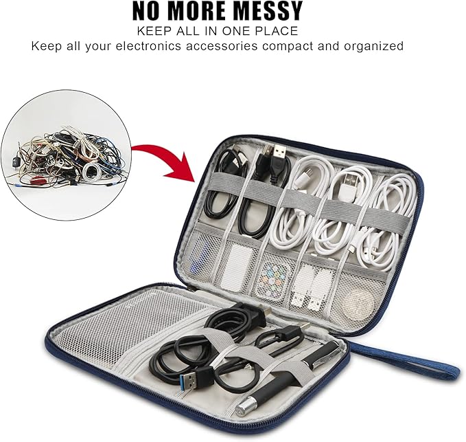 XINGXINRONG Electronic Organizer Travel Universal Cable Organizer Electronics Accessories Bag for Cable, Charger, Phone, USB, SD Card,1Pack