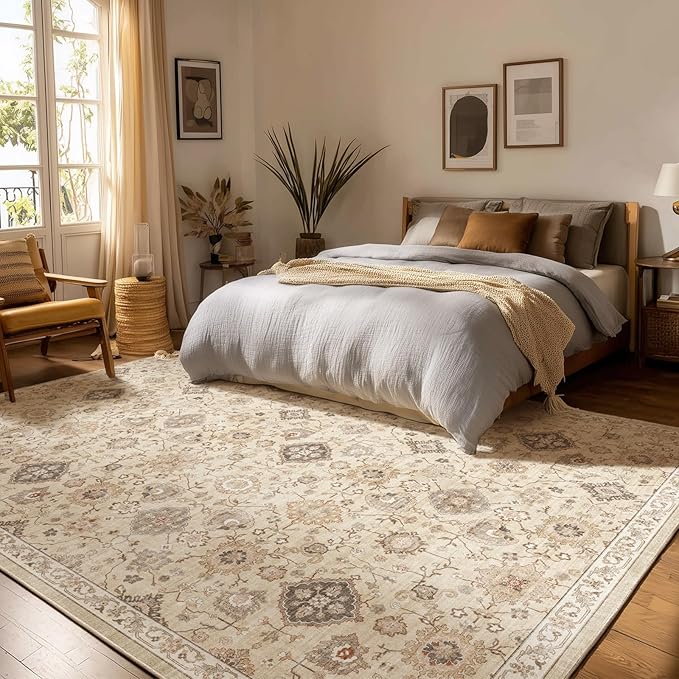 10x12 Area Rugs for Living Room: Bedroom Rug Stain Resistant Non Slip Low Pile Soft Lightweight Carpet for Kitchen Dining Room Nursery Kids Room Farmhouse Home Office