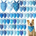 Abbylike 50 Pcs Winter Plaid Dog Bandanas Bulk Blue Bandanas for Dogs Triangle Kerchief Bibs Scarf Set for Pet Winter Costume Photo Props Accessories Pet Shops (31.5 x 21.7 x 21.7 Inch)