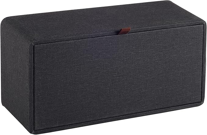 RHCSZ High-end Pu Leather Tissue Box Holder Two Color Combination-Linen and Wood Grain,Rounded Rectangle Napkin Paper Case Dispenser for Home Bathroom Dresser Offices Car Tissue Cover (Black)