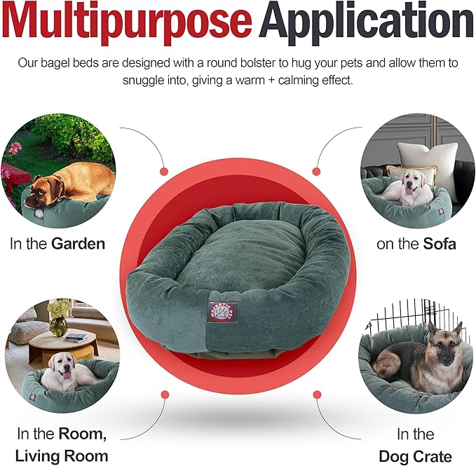 Majestic Pet Villa 52 Inch Shredded Memory Foam Dog Bed for X-Large Sized Dog 52x35x11 Inch–Orthopedic Pet Bed with Removable Washable Cover-Washable X-Large Puppy Mat with Head Support-Azure