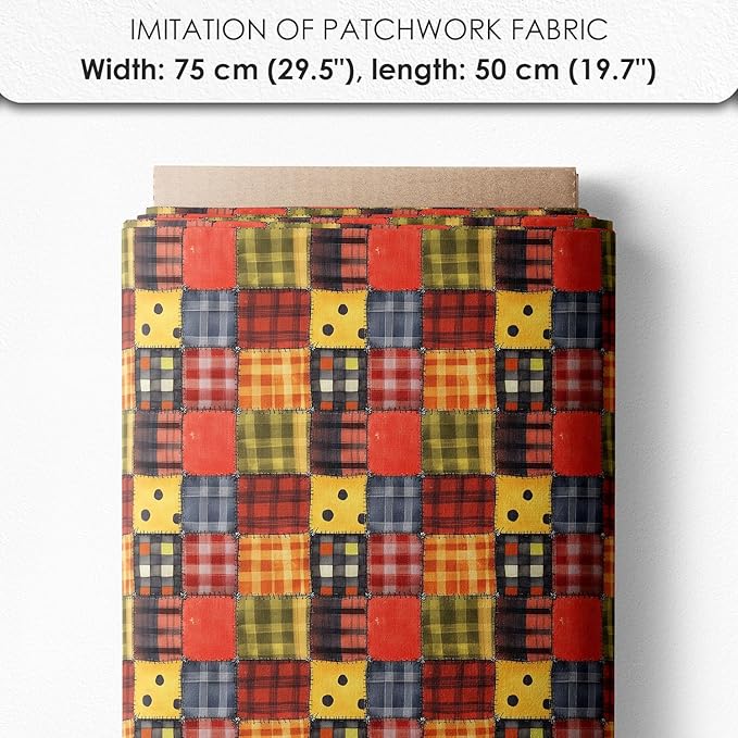 Patchwork Ladybug Cotton Fabric Panel – 6 Designs (10×10 inch Each) + Bonus Sheet 29.5×19.6 inch, 100% Cotton 140 GSM, Made in Türkiye
