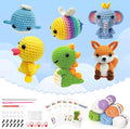 VICWARLWX 6 Pack Crochet Kit for Beginners Kids, Crochet Animal Kit for Kids, Knitting Kit for Beginners, Crochet Starter Kits, Animal Craft Knitting Crocheting Kits with Step-by-Step Video Tutorials