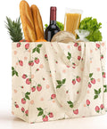 Miss Adola Large Canvas Grocery Tote Bag - Reusable Extra Large Shopping Shoulder Bags with 6 Inner Pockets & 2 Handle Strap