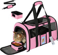 Seclato Cat Carrier Pet Carriers Airline Approved for Small Dogs Kitten Carriers for Small Medium Cats Under 15lb, Collapsible Soft Sided TSA Approved Travel Carrier, Pink