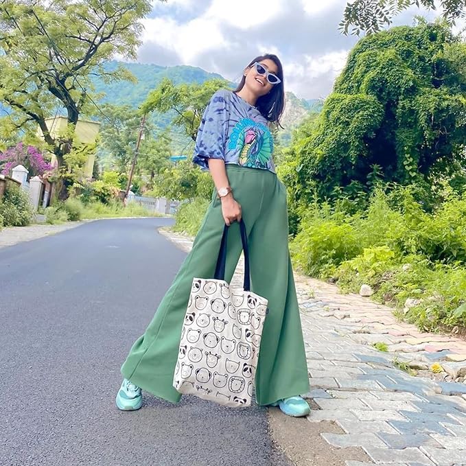 Ecoright Tote Bag for Women with Zipper, Small Tote Bag, Canvas Bag, Reusable Cotton Bag for Beach, Grocery, School & Work