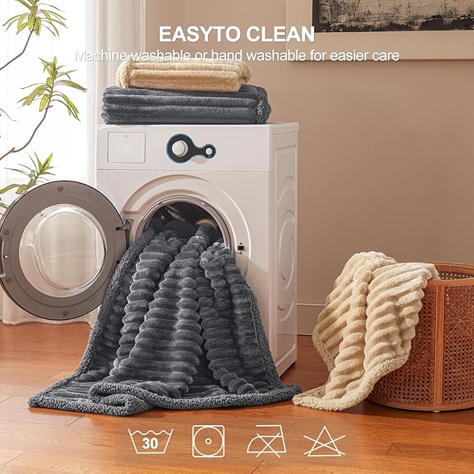 AIPERRO Waterproof Dog Blanket for Large Dogs, Washable Soft Puppy Cat Blanket Flannel Cotton Velour for Sofa Couch Protector, Comfort & Security Reversible Bed Protection for Pet, 50"X60", Gray