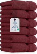 DAN RIVER 6-Pack Premium Hand Towels (16x28 Inches) - 100% Cotton, Ultra Soft, Lightweight, Highly Absorbent Towels for Bathroom, Spa, Gym, Salon, Hotel, and Travel - Pomegranate