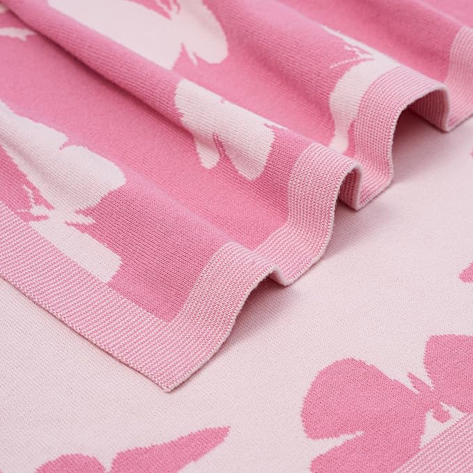 SWaddle AN Butterfly Jacquard Baby Blanket, Size 30x40in, 100% Cotton Fabric, Two-Sided Breathable Throw Blanket for Boys and Girls