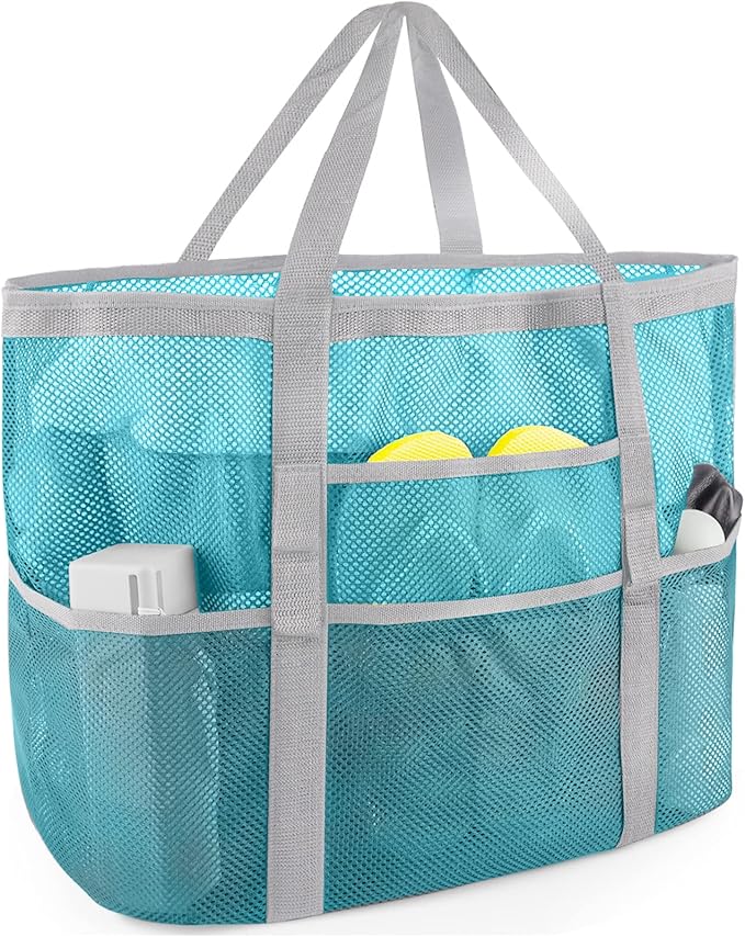SRISE Mesh Beach Bag - Large Beach Tote Bag for Family Beach Bag for Toys & Vacation Essentials