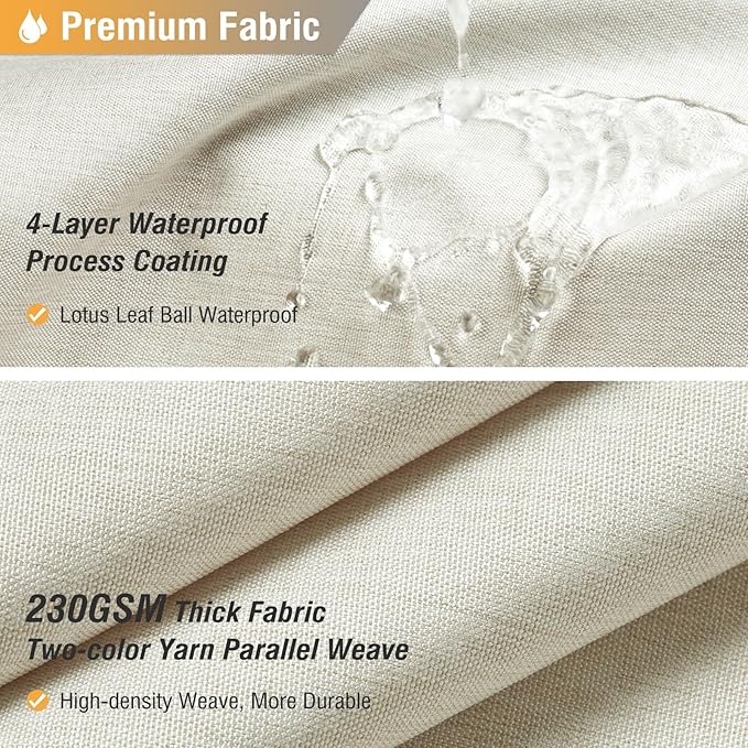 BTTN Stall Fabric Shower Curtain, 54x78 Inch Long Linen Textured Heavy Duty Thick Shower Curtain Set with 10 Plastic Hook, Hotel Spa Weighted Waterproof Neutral Bath Curtains for Bathroom, Light Cream