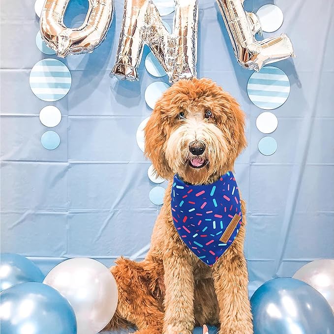 Realeaf Dog Birthday Bandanas 2 Pack, Dog Birthday Party Supplies, Blue and Pink Bandana, Triangle Reversible Pet Scarf for Boy and Girl, Premium Durable Fabric, Multiple Sizes Offered (Small)