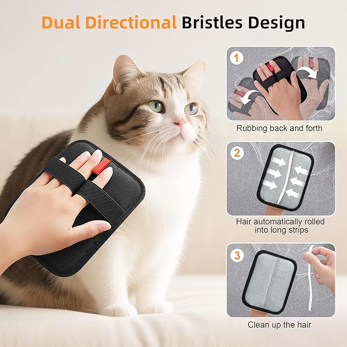 Liznkjious Pet Hair Removal Gloves, 4 Pack Reusable Washable Electrostatic Grooming Mitts for Cats & Dogs, Pet Fur & Lint Remover for Furniture, Carpet & Car Seat