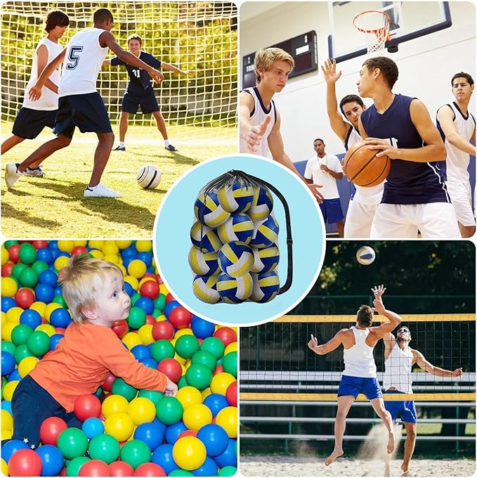 BROTOU Extra Large Sports Ball Bag Mesh, Basketball Bags Team Balls, Adjustable Shoulder Strap, Ball Bags for Holding Soccer, Football, Volleyball, Swimming Gear (30” x 40”)