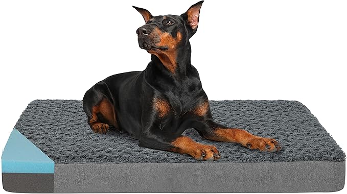 GOHOO PET Orthopedic Memory Foam Dog Bed, Cooling Dog Beds for Extra Large Dogs -Waterproof Pet Bed for Crate with Removable Washable Cover, XXL(47inch,110Lbs)