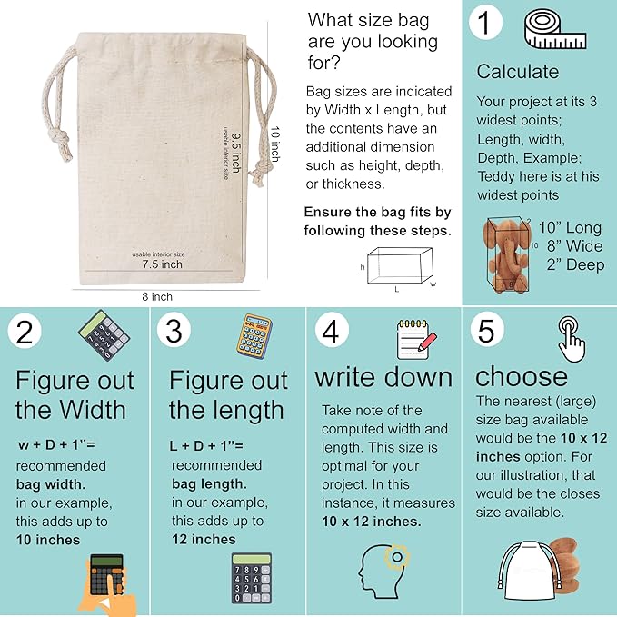 BigLotBags 100Pcs 10 x 12 Inches Premium Cotton Muslin Double Drawstring Bags, Reusable Bag Natural Cotton Bags with Drawstring Produce Bags Bulk Gift Bag Jewelry Pouch for Party Wedding Home Storage