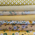 7Pcs 9.8" x 9.8"(25 * 25CM) Cotton Fabric DIY Making Supplies Quilting Patchwork Fabric Fat Quarter Bundles DIY for Quilting Cotton Patchwork Cushions (Yellow Flowers, 9.8" x 9.8")