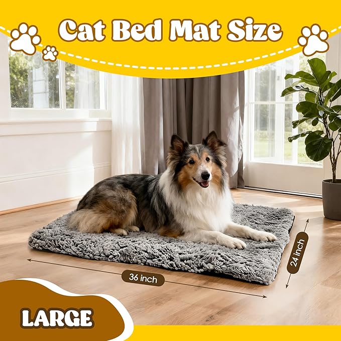 PatiencET Self Warming Cat Bed for Indoor Cats 24'' x 36'' - Cozy Fleece Heating Pad, Non-Electric Thermal Mat for Small Pets, Washable Soft Cushion for Winter Comfort and Warmth Grey