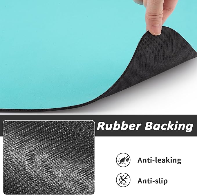 HotLive Dog Food Mat - Absorbent Cat Mat for Food and Water, No Stains Pet Feeding Bowl Mat, Easy to Clean Pet Placemats, Quick Dry Dog Water Dispenser Mat for Messy Drinkers | Teal 18"x 28"