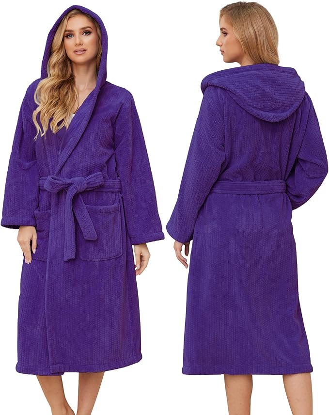 PJGGZ Hooded Bathrobes for Women, Soft Long Towel Robes for Women - Quick Dry yet Warm