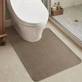 MontVoo Toilet Rugs U-Shaped, Ultra Thin Non Slip Contour Bathroom Rugs,Rubber Backing Washable Contour Bath Rugs for Toilet Mat,20''x24'',Khaki