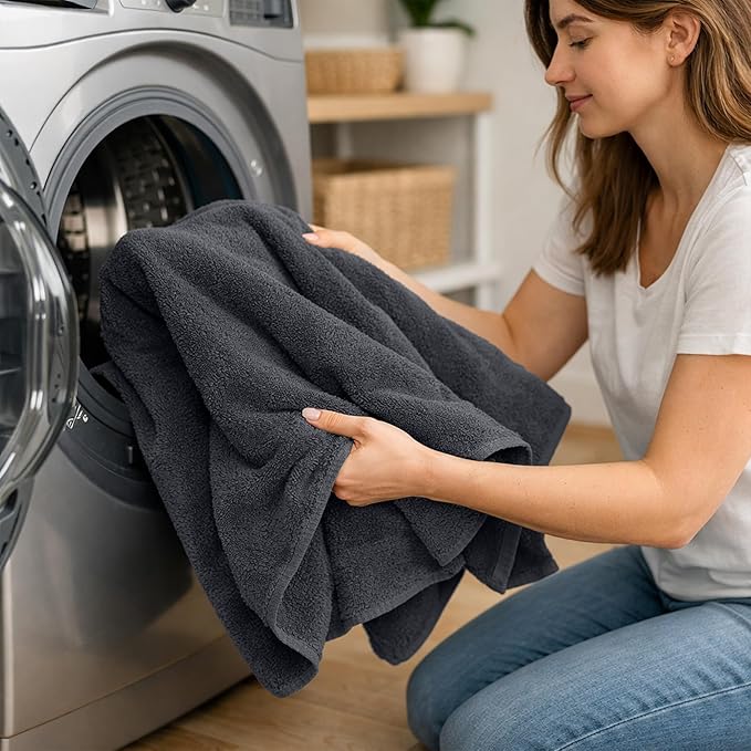 RIVERSIDE Pack of 2 Extra Large Bath Sheets 35 x 70 Inches - 100% Ring Spun Cotton Hotel Quality Oversized Bath Towels - Super Soft, Highly Absorbent & Quicker to Dry - Charcoal