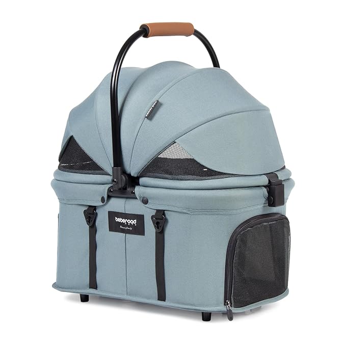 Beberoad Pets Protable Pet Carrier for Small Dogs or Cats Travel Cat Cabin with 180° Canopy, Suitable for T3 Pet Stroller, 19.3×11.4 inches (Green)