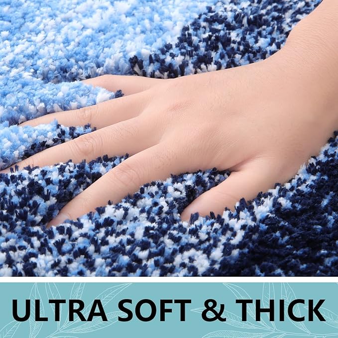 Arotive Microfiber Bathroom Rugs, Shaggy Soft and Absorbent Bath Rug, Non-Slip, Thick Plush Machine Washable Dry Bath Mats for Bathroom, Tub and Shower, 40x32, Blue, Rectangular