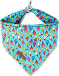 UP URARA PUP Summer Dog Bandana, Hawaii Bandana for Small Medium Dog, Cute Blue Puppy Bandana, Cotton Adorable Pet Triangle Bid Scarf Kerchief for Girl Boy Dogs or Cats