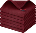 Homaxy 100% Cotton Waffle Weave Dish Cloths - 6 Pack Soft and Absorbent Dish Towels - 12 x 12 Inches Quick Dry Dish Rags - Burgundy