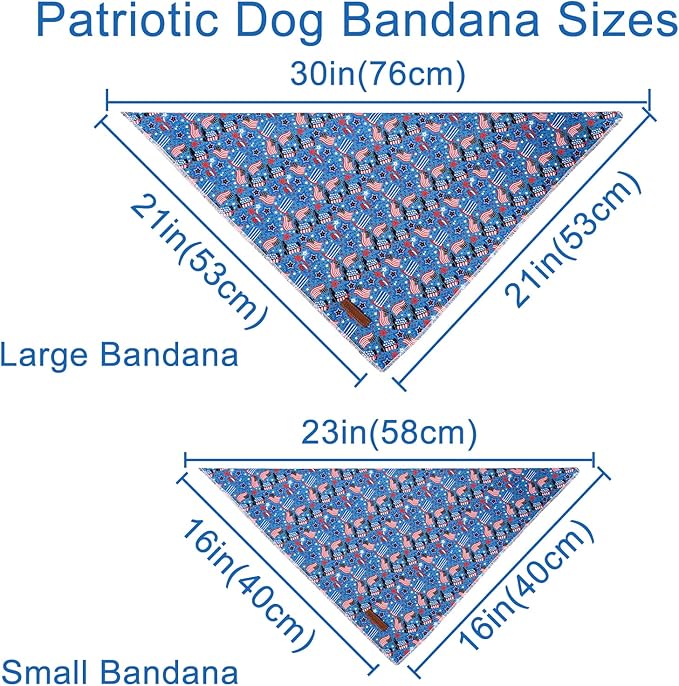 UP URARA PUP 4th of July Dog Bandana, Patriotic Bandana for Small Medium Dog, Cute Patriotic Puppy Bandana, Cotton American Flag Pet Triangle Bid Scarf Kerchief for Girl Boy Dogs or Cats