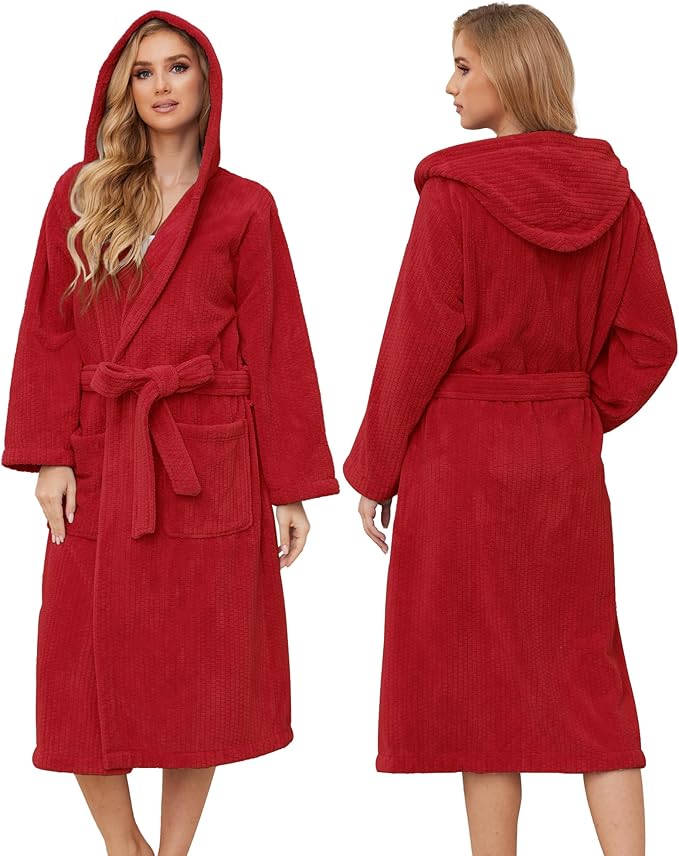 PJGGZ Hooded Bathrobes for Women, Soft Long Towel Robes for Women - Quick Dry yet Warm