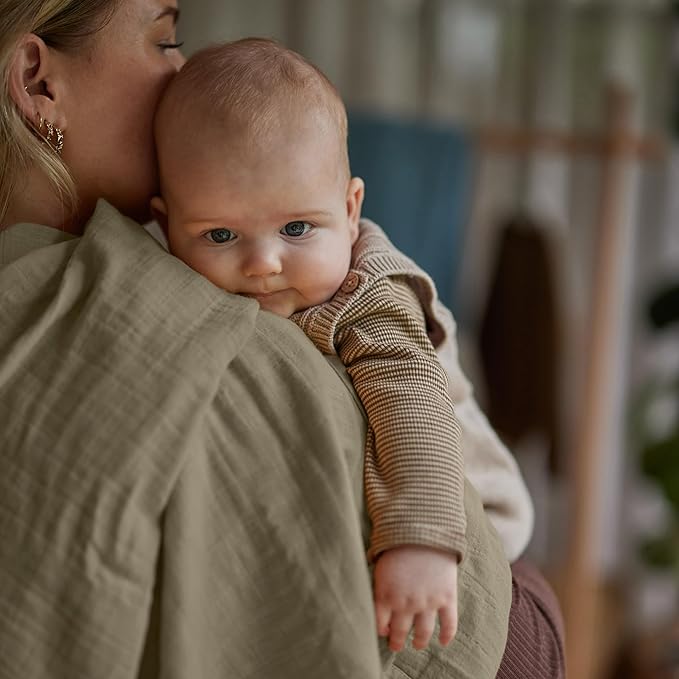 Huxie Swaddle - 100% Organic Cotton - Muslin Swaddle Blankets for Newborn, 47" x 47" (Sage Green)