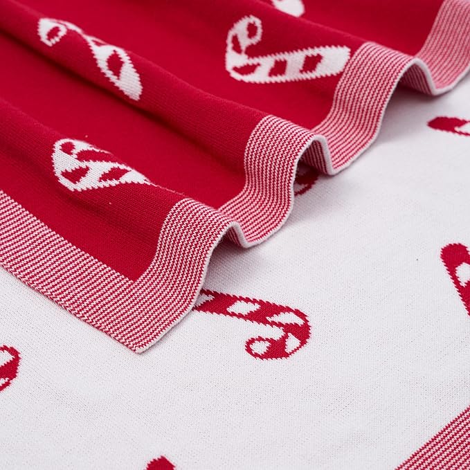 SWaddle AN Christmas Candy Cane Jacquard Baby Blanket, Size 30x40in, 100% Cotton Fabric, Two-Sided Breathable Throw Blanket for Boys and Girls